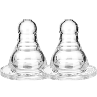 爱得利(IVORY) 婴儿奶嘴 新生儿液体硅橡胶奶嘴 2个装 标准口径 圆孔S(0-3个月)NB02