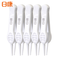 日康镊子新生儿鼻屎夹婴儿鼻孔清洁器宝宝安全镊子掏鼻屎镊子5个装 RK-3656