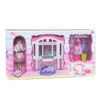 芭美儿(Ba Mei Er)芭比娃娃玩具屋手提衣橱过家家换衣服3-6岁女孩玩具（粉色8803）