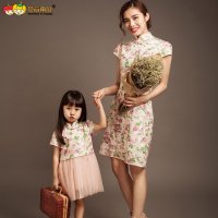 草莓南瓜亲子装2016款母女装春装连衣裙薄款夏装民族风旗袍高端短袖潮