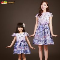 草莓南瓜2016新款母女装c春装连衣裙短袖韩版时尚夏季大码薄款潮