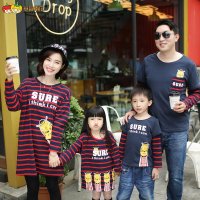 草莓南瓜亲子装2016新款春装母女装T恤一家三口装上衣母子母女