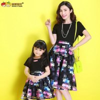 草莓南瓜亲子装2016新款春装母女装连衣裙韩版女童夏装 时尚潮
