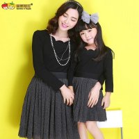 草莓南瓜亲子装2016新款母女装春装连衣裙韩版时尚长袖夏装潮
