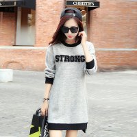 卡其欧尼2015秋装新款休闲简约毛针织裙子时尚圆领A字裙9470