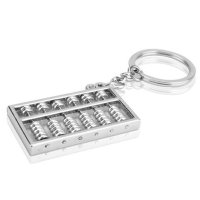 6排仿真银算盘钥匙圈二五珠算盘钥匙扣创意实用礼品可爱钥匙链
