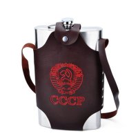 包邮128盎司加大加厚酒壶不锈钢烈酒壶便携随身带皮套可装7.2斤酒