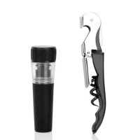 包邮创意海马刀+抽真空酒塞两件套酒刀红酒起子瓶塞开瓶器