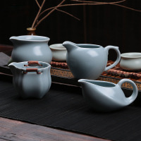 莱珍斯 汝窑陶瓷 公道杯 开片功夫茶具公杯大号汝瓷分茶器茶海