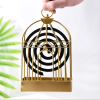 北欧铁艺鸟笼蚊香架复古挂饰摆件夏日蚊香盘托接灰盘香檀香炉支架