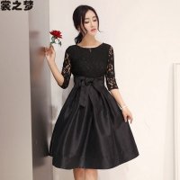 裳之梦2015秋装新款蕾丝拼接系腰带修身韩版篷篷裙连衣裙9244