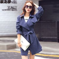 裳之梦2015秋装新款韩版时尚修身显瘦中长款棉麻风衣女休闲外套大衣9313