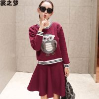 裳之梦2015秋装新款宽松套裙时尚长袖两件套连衣裙9329
