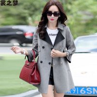 裳之梦2015秋装新款韩版宽松双排扣时尚女士风衣中长款外套9346