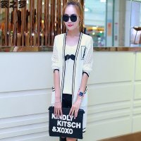 裳之梦2015秋装新款大码女装中长款针织衫韩版宽松镂空开衫毛衣外套9357