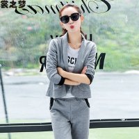 裳之梦2015秋装新款韩版外套修身显瘦欧美时尚运动休闲套装两件套9382