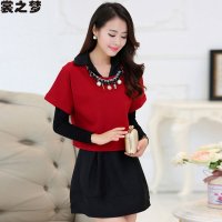 裳之梦2015秋装新款连衣裙长袖两件套A字裙套装裙OL小香风衬衫裙9485