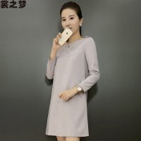 裳之梦2015秋装新款假两件女装欧美修身气质连衣裙女肩章长袖圆领高腰裙9493