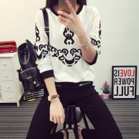 裳之梦2015秋装新款韩版女装时尚绣花圆领修身打底衫女T恤 潮 T008