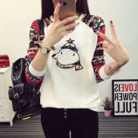 裳之梦2015秋季韩版新款大码女装显瘦绣花拼接胖mm长袖打底衫T恤 T013