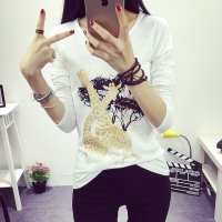 裳之梦 2015秋季新品韩版长袖t恤 女款修身显瘦大码女士打底衫上衣T057