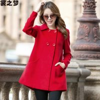 裳之梦2015秋冬新款中长款斗篷呢子大衣加厚外套宽松大码9568