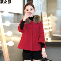 裳之梦2015秋冬新款小香风加厚斗篷短款韩版披肩毛呢大衣女9610