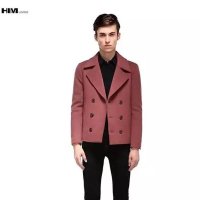 HIM汉崇专柜正品2015秋季新款简约时尚双排扣橘色短外套302256R