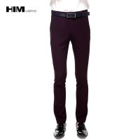 HIM汉崇专柜正品2015秋季新款简约时尚男士百搭红色休闲裤70132382R
