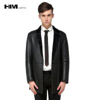 HIM汉崇专柜正品2015冬季新款简约时尚男士羊毛皮大衣305242B