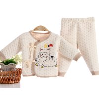 钓鱼猫 婴幼儿小绵羊彩棉宝宝内衣套装宝宝秋冬保暖加厚两件套