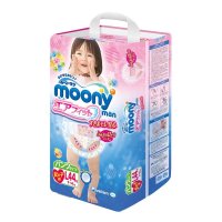 moony 日本尤妮佳 原装进口纸尿裤 L号 大码 44片装 L44片女 9kg-14kg 保税区发货