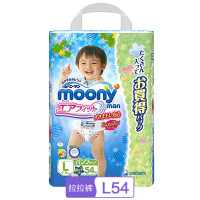 moony 日本尤妮佳 原装进口纸尿裤 拉拉裤 L号大码 54片装 男 L54片 9-14kg 保税区每单3包发货
