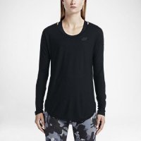 NIKE耐克2015年冬新款女圆领背部网纱运动长袖T恤 689522-010