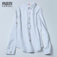 尚品奴2016春季新款纯棉提花白色衬衫女大码中长款休闲职业白衬衣