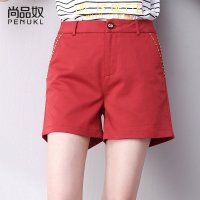 尚品奴2016新款女装撞色休闲短裤女夏直筒宽松阔腿文艺范原创设计