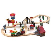 木制火车轨道玩具70片飞机坪 矿山积木情景拼装套装