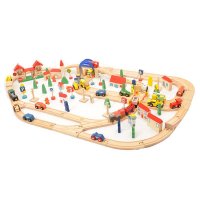 WOOD RAIL120件火车轨道 超大场景组合木制玩具 可配托马斯小火车