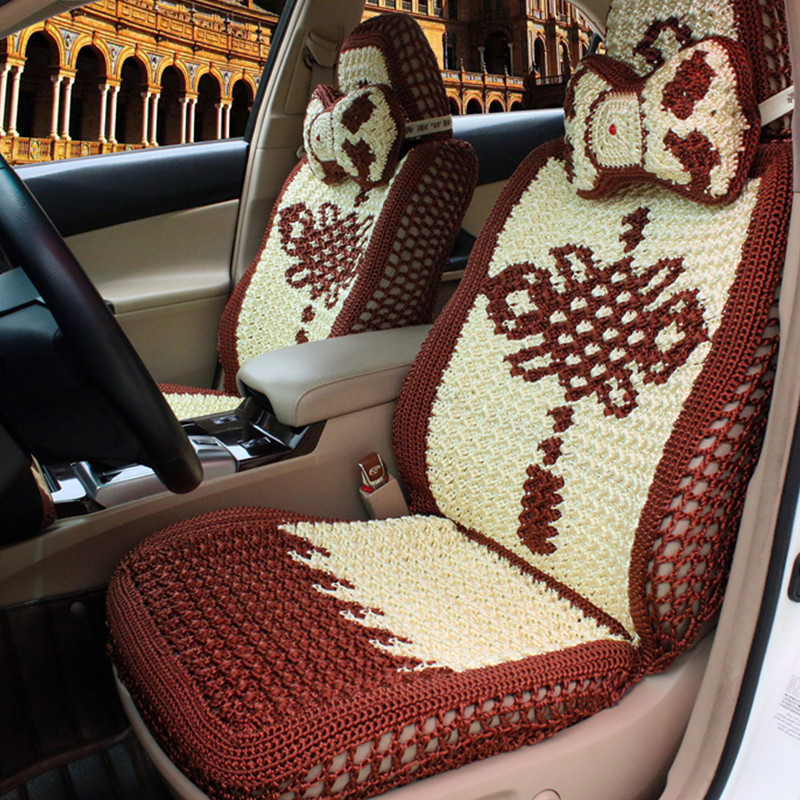 淘尔杰taoerj汽车座垫夏季双层手钩坐垫汽车冰丝座垫手工编织座套四季