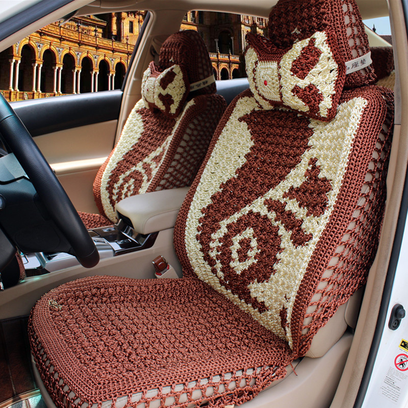 淘尔杰taoerj汽车座垫夏季双层手钩坐垫汽车冰丝座垫手工编织座套四季