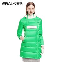 艾莱依2015冬装新款拼接撞色连帽卫衣式 修身羽绒服女ERAL6075D