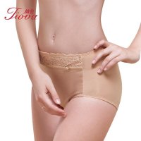 体会内衣中高腰收腹提臀塑身蕾丝纯色平角内裤WNP0301