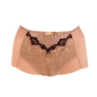 体会内衣 刺绣 中高腰收腹提臀 纯色美体塑身女式平角裤