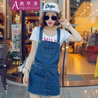 奥芊洛2015夏装连衣裙女装潮款百搭显瘦牛仔背带裙女裙子牛仔短裙
