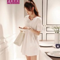 奥芊洛 2015夏季新款孕妇装韩版时尚孕妇连衣裙宽松大码雪纺短袖孕妇连衣裙 【货到付款】
