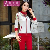 奥芊洛 2015秋冬新款运动套装休闲套装女 时尚运动套装 大码女装外套 货到付款
