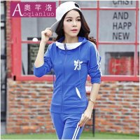 奥芊洛 2015秋冬装新款开衫运动套装女装 修身显瘦休闲运动套装大码女装 货到付款