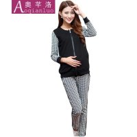 奥芊洛2015秋冬装新款孕妇装千鸟格休闲运动套装上衣+孕妇裤 s668