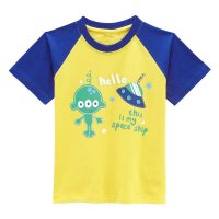 男童短袖T恤(蓝色插肩外星人印花)15FSXB05(15)