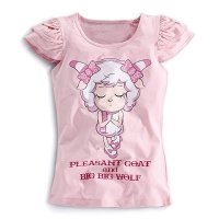 新款夏季女童纯棉印花短袖T恤(花边袖美羊羊)15FSXG05(07)